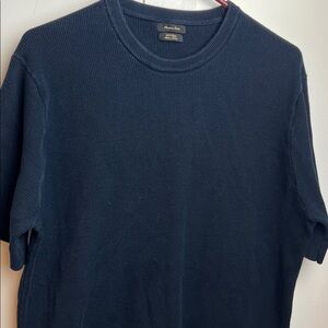 Massimo Dutti Dark Blue Textured Short Sleeve Tee in ribbed knit